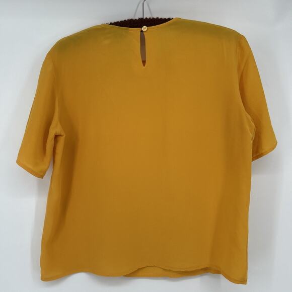 Vintage Sophisticates by Jonathan Martin Silk Top Womens Size M Yellow 90s - Picture 2 of 6